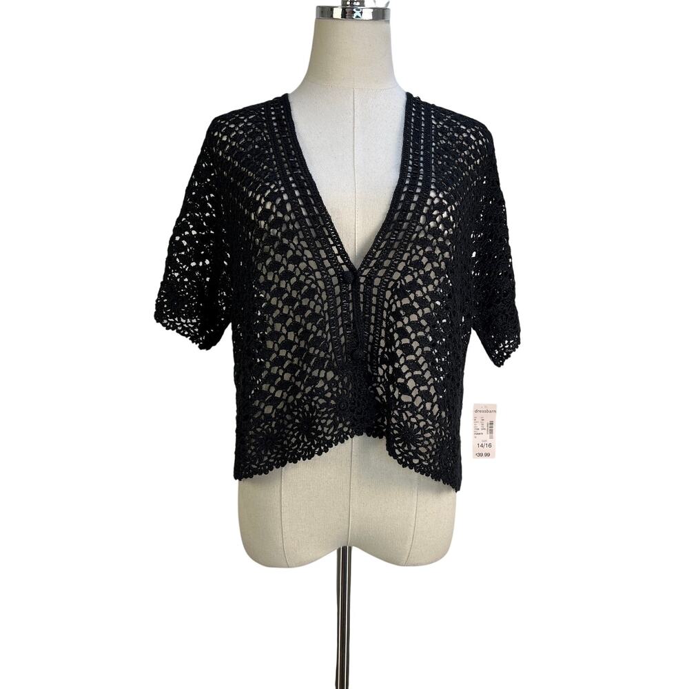 Dressbarn Black Crochet Cardigan Deadstock